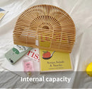 Handmade wooden hollow design handle bag