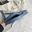 Women Fashion Creative Denim Guitar Shape Zipper Crossbody Bag