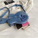Women Fashion Creative Denim Guitar Shape Zipper Crossbody Bag