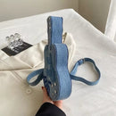 Women Fashion Creative Denim Guitar Shape Zipper Crossbody Bag