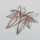 Women Rhinestone Flower Shaped Drop Earrings
