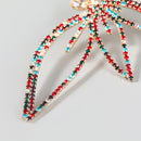 Women Rhinestone Flower Shaped Drop Earrings