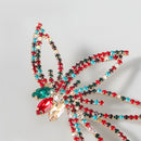 Women Rhinestone Flower Shaped Drop Earrings