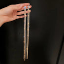 Rhinestone Tassel Earrings Gold Earrings Dainty Shiny Rhinestones Long Tassel Earrings Simple Long Earrings for Women