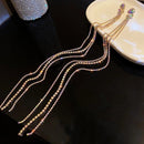 Rhinestone Tassel Earrings Gold Earrings Dainty Shiny Rhinestones Long Tassel Earrings Simple Long Earrings for Women