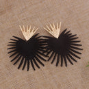 Heart Dangle Earrings Stud Rock Big Leaf Heart Hanging Earring for Women Punk Statement Metal Geometric Fan-shaped Tassel Jewelry