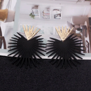Heart Dangle Earrings Stud Rock Big Leaf Heart Hanging Earring for Women Punk Statement Metal Geometric Fan-shaped Tassel Jewelry
