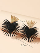 Heart Dangle Earrings Stud Rock Big Leaf Heart Hanging Earring for Women Punk Statement Metal Geometric Fan-shaped Tassel Jewelry
