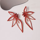 Women Rhinestone Flower Shaped Drop Earrings