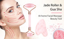 Jade Roller & Gua Sha, Face Roller, Facial Beauty Roller Skin Care Tools Rose Quartz Massager for Face, Eyes, Neck, Body Muscle (Pink)