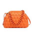 Women Fashion Thick Chain Decoration Rhombus Stitching Design Solid Color PU Crossbody Bag - FayaChoice