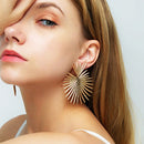 Heart Dangle Earrings Stud Rock Big Leaf Heart Hanging Earring for Women Punk Statement Metal Geometric Fan-shaped Tassel Jewelry - FayaChoice