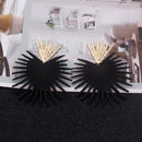 Heart Dangle Earrings Stud Rock Big Leaf Heart Hanging Earring for Women Punk Statement Metal Geometric Fan-shaped Tassel Jewelry - FayaChoice