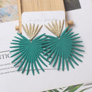 Heart Dangle Earrings Stud Rock Big Leaf Heart Hanging Earring for Women Punk Statement Metal Geometric Fan-shaped Tassel Jewelry - FayaChoice