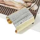 Luxury Sparkling Rhinestones Gold Color Alloy Cuff Bracelets Big Bangles - FayaChoice