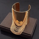 Luxury Sparkling Rhinestones Gold Color Alloy Cuff Bracelets Big Bangles - FayaChoice