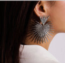Heart Dangle Earrings Stud Rock Big Leaf Heart Hanging Earring for Women Punk Statement Metal Geometric Fan-shaped Tassel Jewelry - FayaChoice