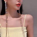 Rhinestone Tassel Earrings Gold Earrings Dainty Shiny Rhinestones Long Tassel Earrings Simple Long Earrings for Women