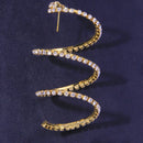 Women Fashion Personality Rhinestone Bending Semicircle Earrings