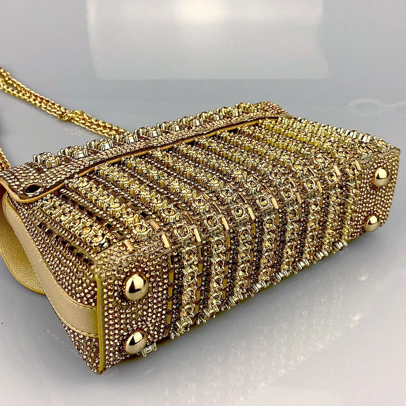 Rhinestone Flip Square Chain Evening Bag