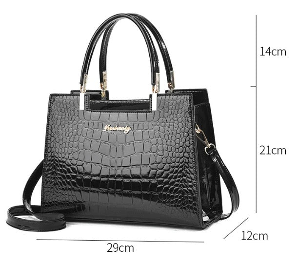 Crocodile Pattern Large Capacity Square PU Handle Shoulder Bag