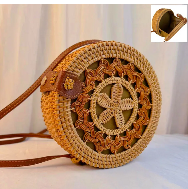 Bohemian Style Vintage Woven Straw Raw Bag ( Size: 18*7.5 cm)