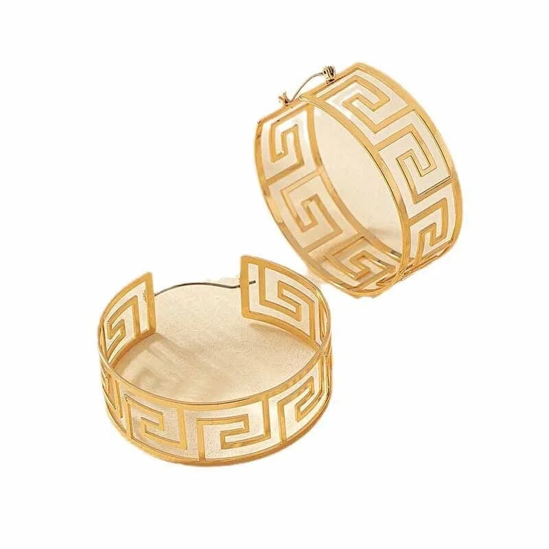 New Punk Metal Gold Geometric C Shape Earrings