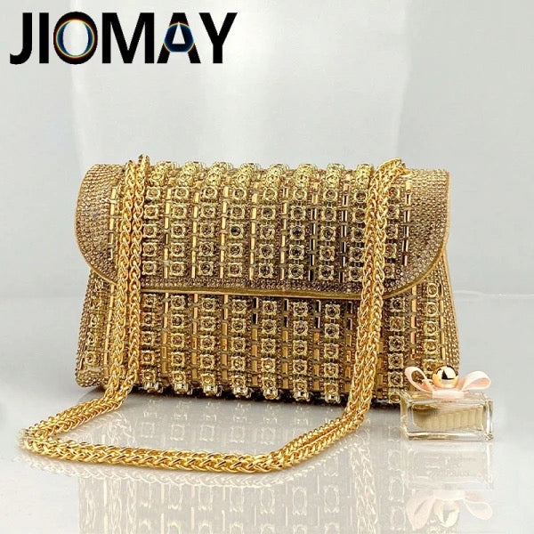 Rhinestone Flip Square Chain Evening Bag