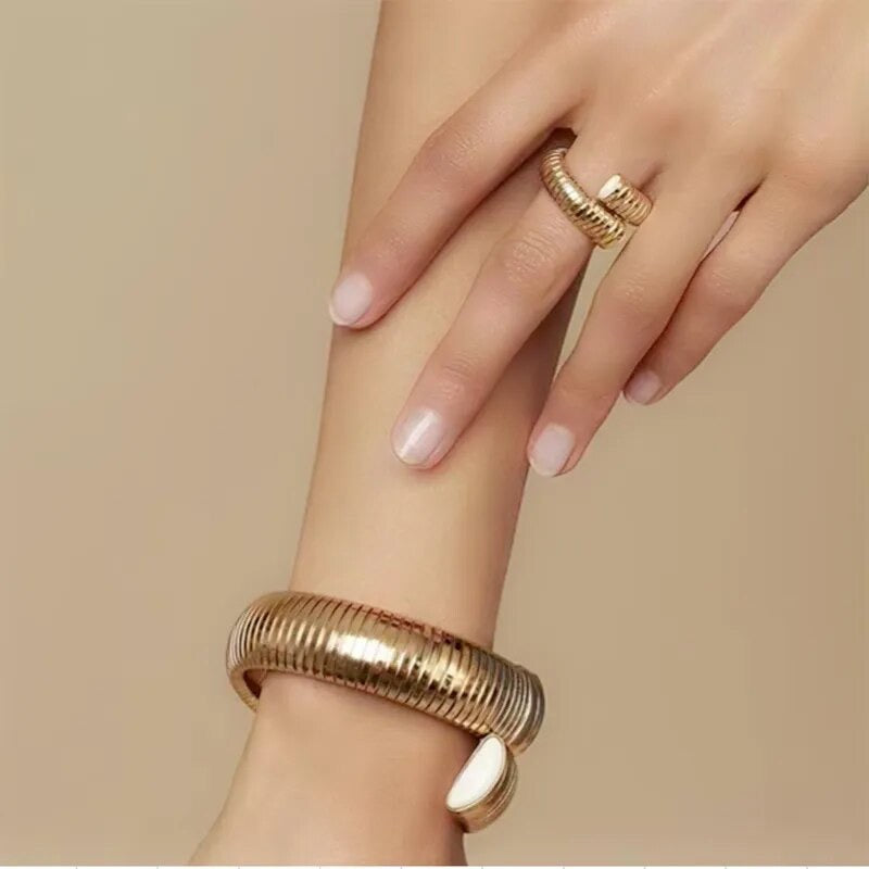 Wide Strap Elastic Bangles for Women