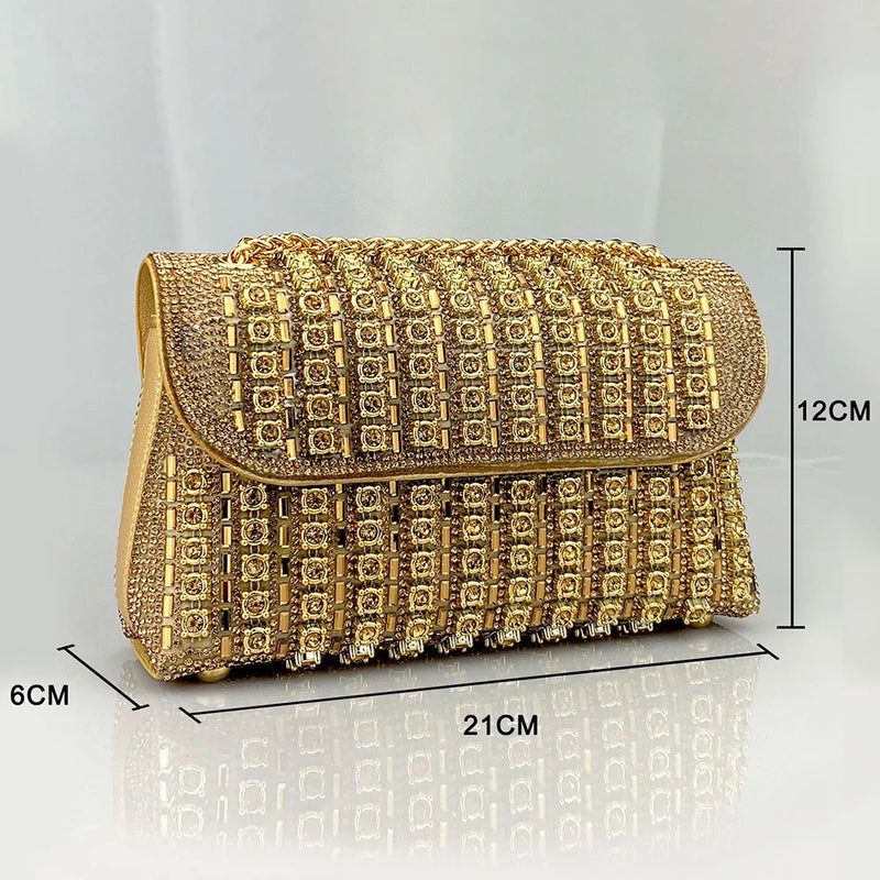 Rhinestone Flip Square Chain Evening Bag