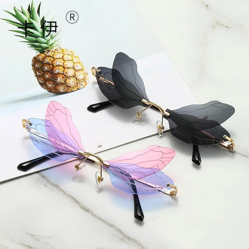 Butterfly Sunglasses Rimless Dragonfly Wing Sunglasses Personalized Sunglasses for Women