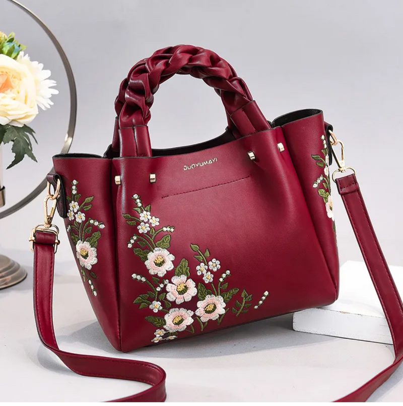 Handbag, Shoulder Flower Lady Designer Handbags Embroidery Women Top Handle Satchel Handbags Shoulder Bag Tote Purse