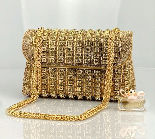 Rhinestone Flip Square Chain Evening Bag