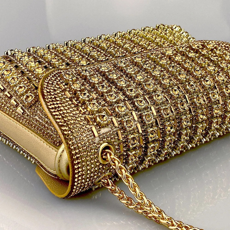 Rhinestone Flip Square Chain Evening Bag