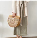 Handmade wooden hollow design handle bag