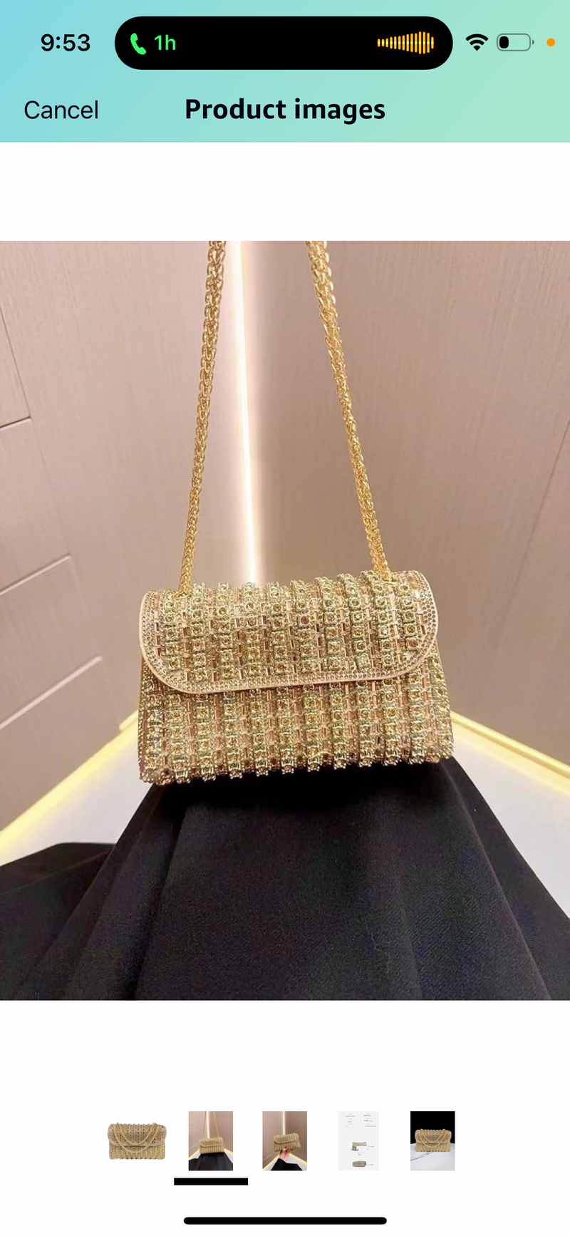 Rhinestone Flip Square Chain Evening Bag