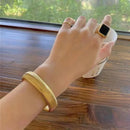 Personalized 20 mm wide elastic vertical grain 18 K gold plated