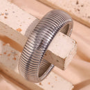 Personalized 20 mm wide elastic vertical grain 18 K gold plated