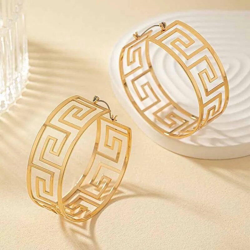 New Punk Metal Gold Geometric C Shape Earrings