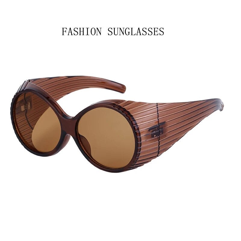 Vintage Oval Oversized  Sunglasses Fashion Brand Designer Gradient Shades UV400