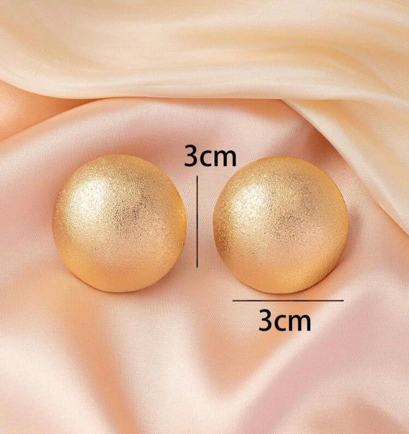 Elegant Women Simple Matte Round Stud Earrings