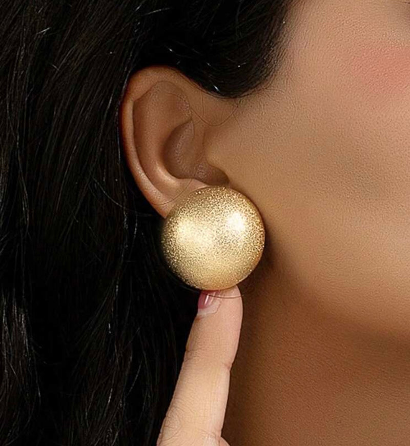 Elegant Women Simple Matte Round Stud Earrings