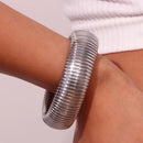 Personalized 20 mm wide elastic vertical grain 18 K gold plated