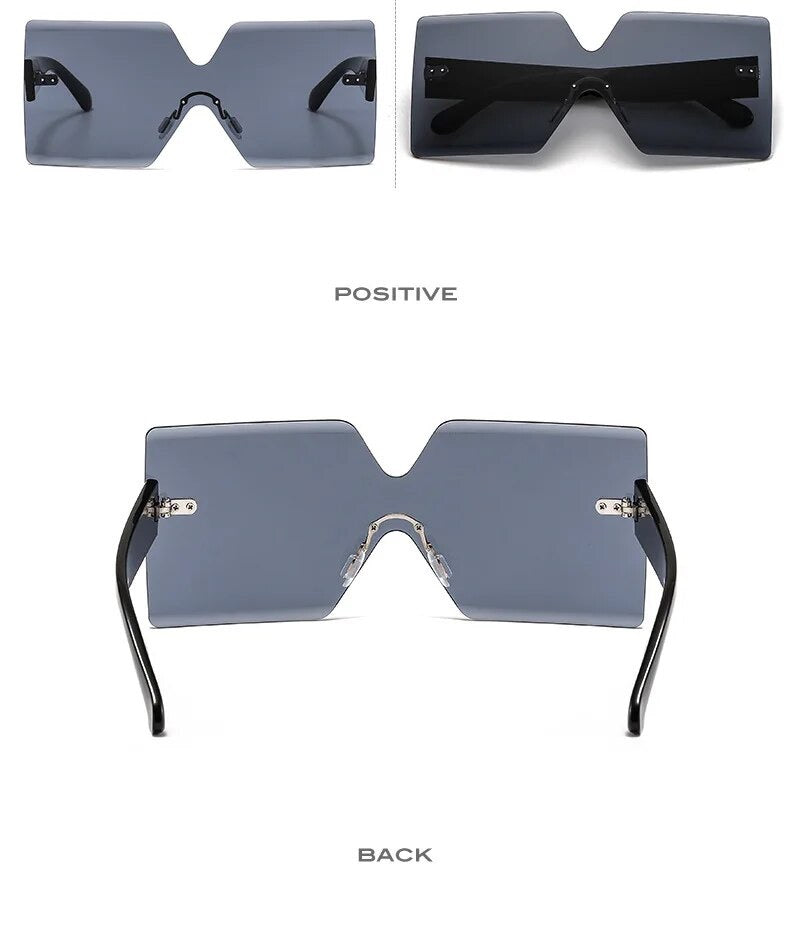 Rimless Oversized Sunglasses Square Sunglasses UV400