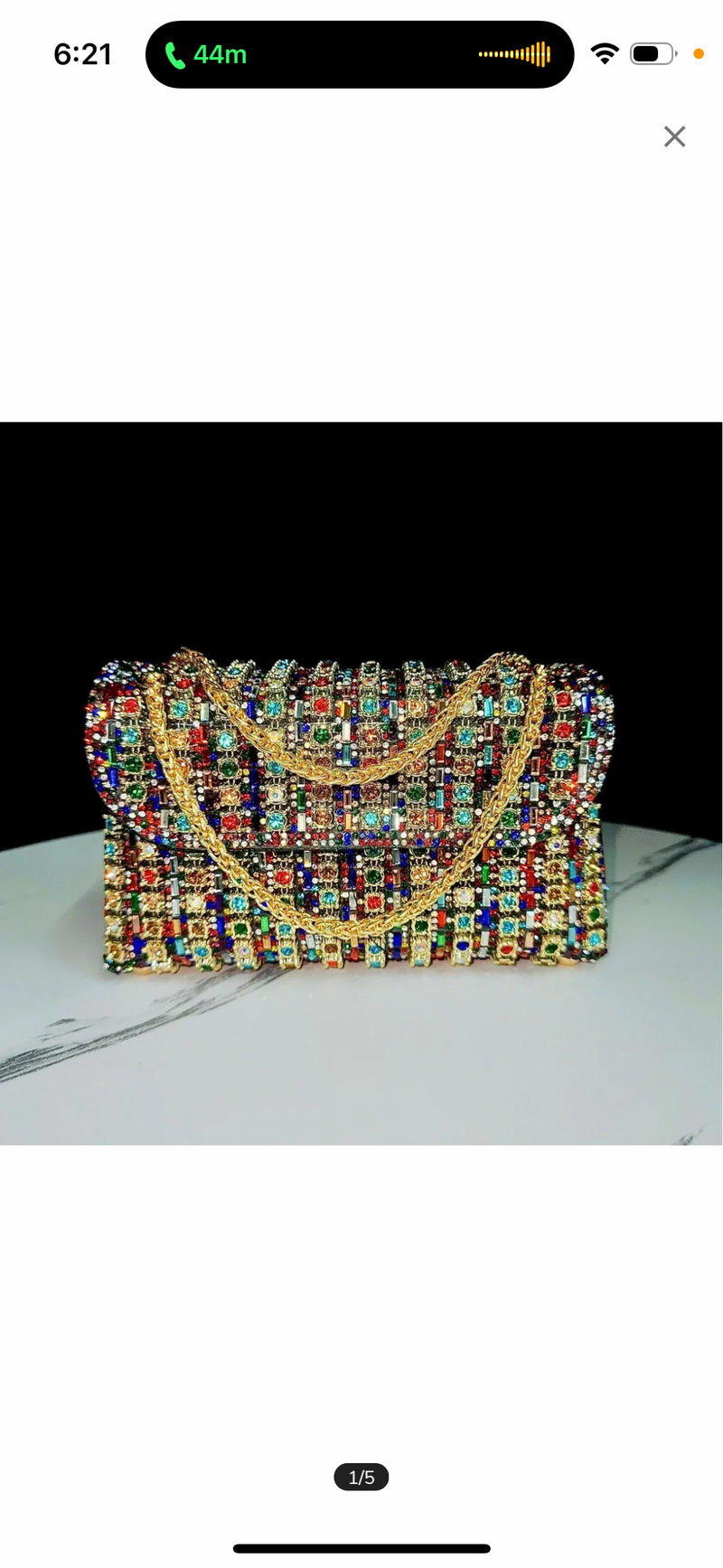 Rhinestone Flip Square Chain Evening Bag