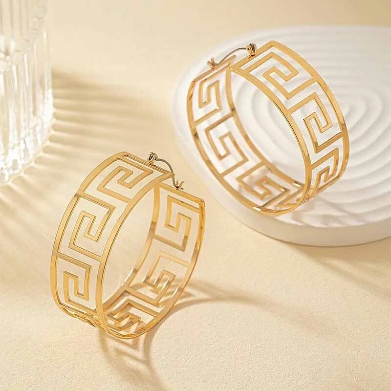 New Punk Metal Gold Geometric C Shape Earrings