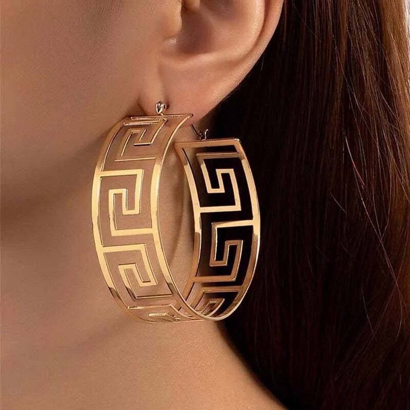 New Punk Metal Gold Geometric C Shape Earrings