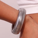 Personalized 20 mm wide elastic vertical grain 18 K gold plated