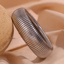 Personalized 20 mm wide elastic vertical grain 18 K gold plated