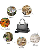 Crocodile Pattern Large Capacity Square PU Handle Shoulder Bag